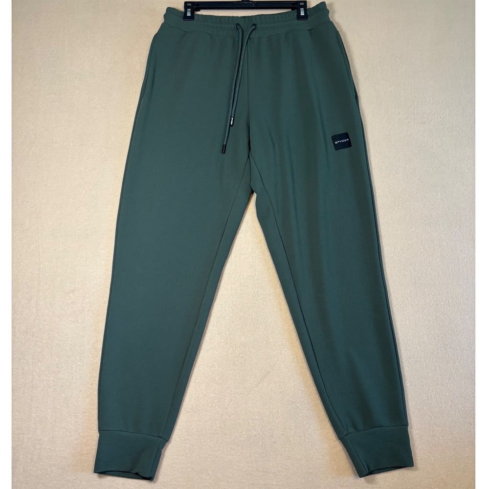 Spyder Mens Waffle Knit Jogger Pants Dark Green Active Lounge Sweatpants Large